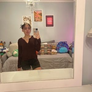 long sleeve burgundy brandy melville shirt